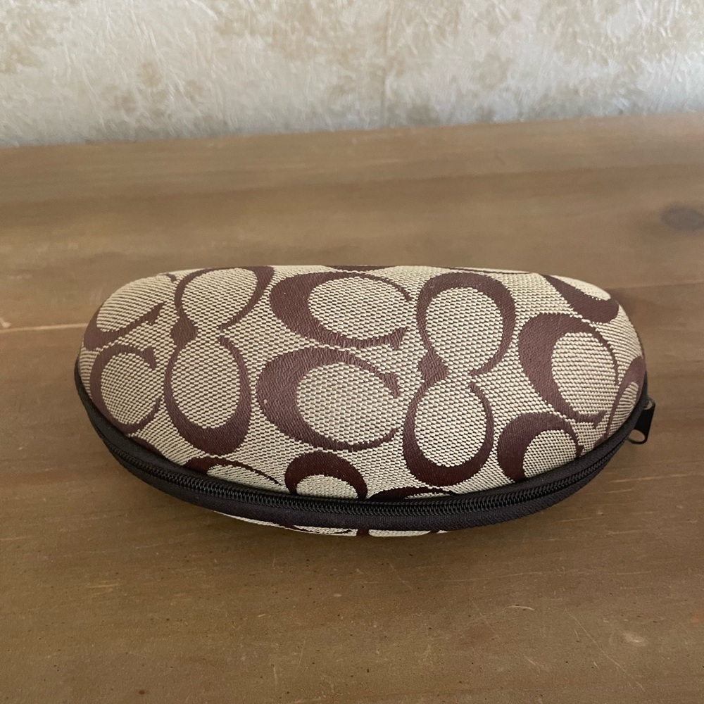 Brown and Cream Monogram Patterned Eyeglass Case